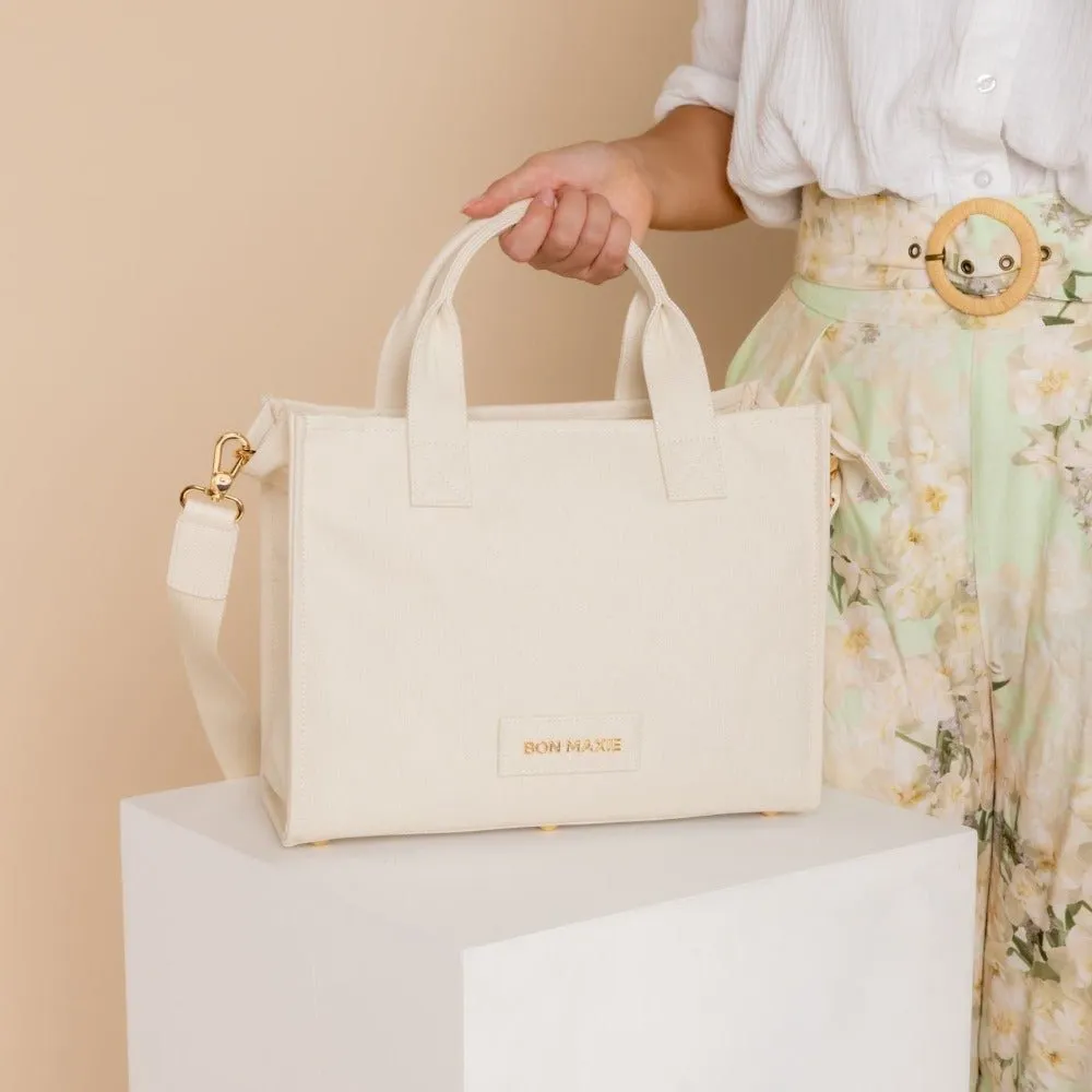Small Structured Tote Bag -- Natural Canvas