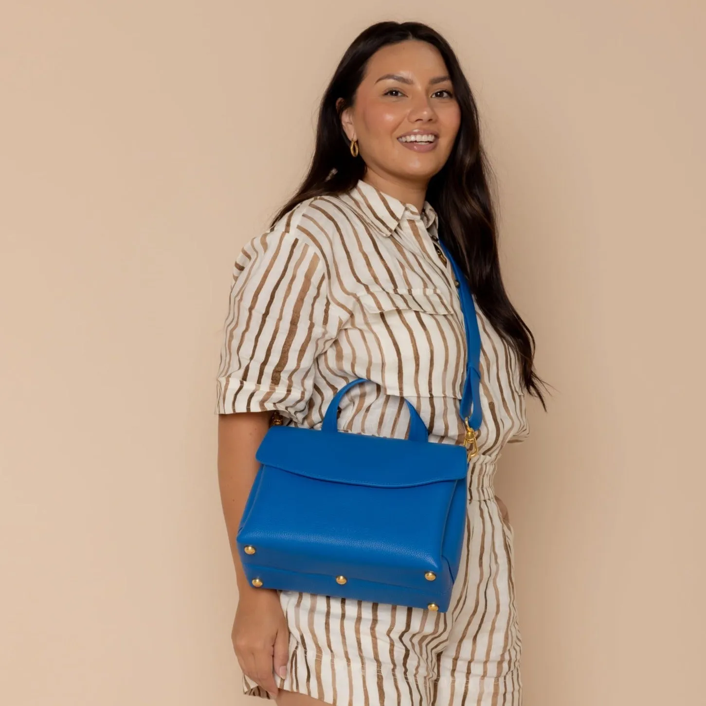 Tryhard Leather Crossbody Bag -- Cobalt