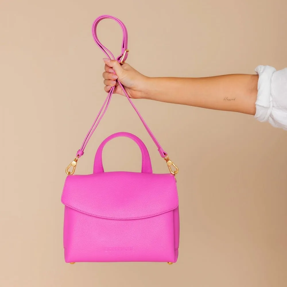 Tryhard Leather Crossbody Bag -- Fuchsia