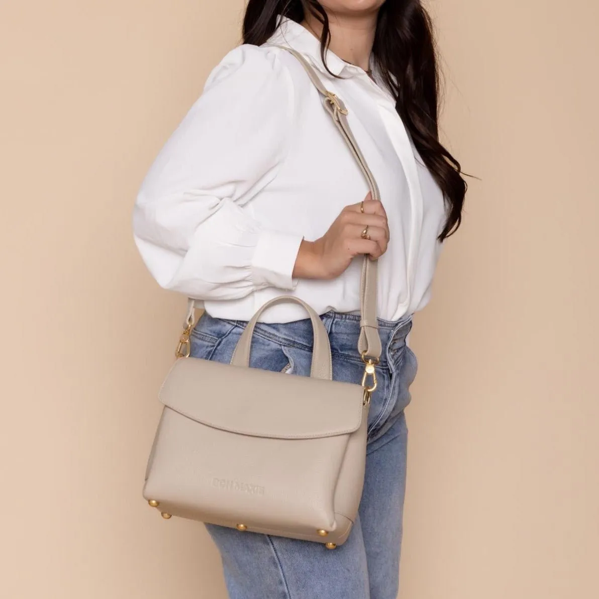Tryhard Leather Crossbody Bag -- Stone