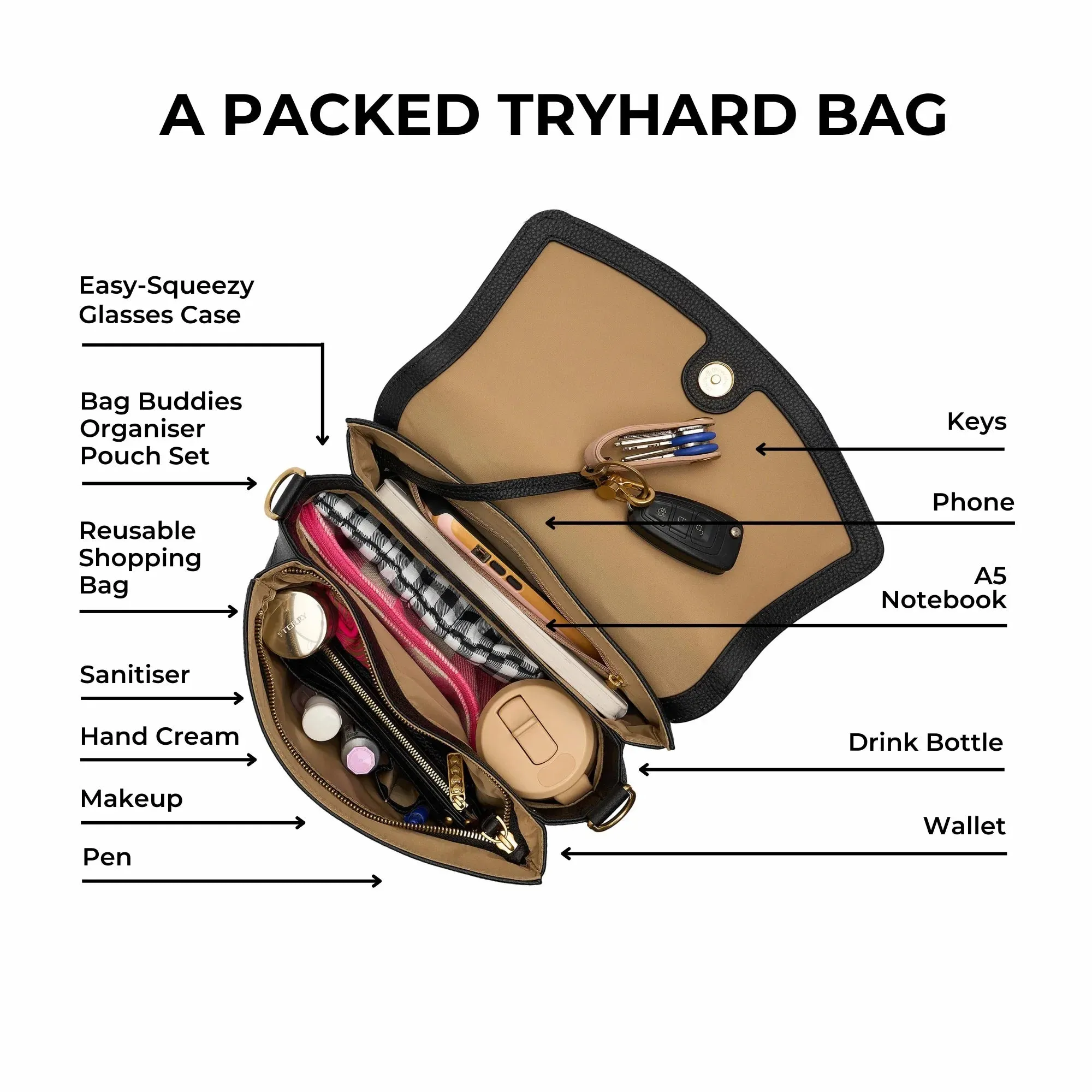 Tryhard Leather Crossbody Bag -- Stone