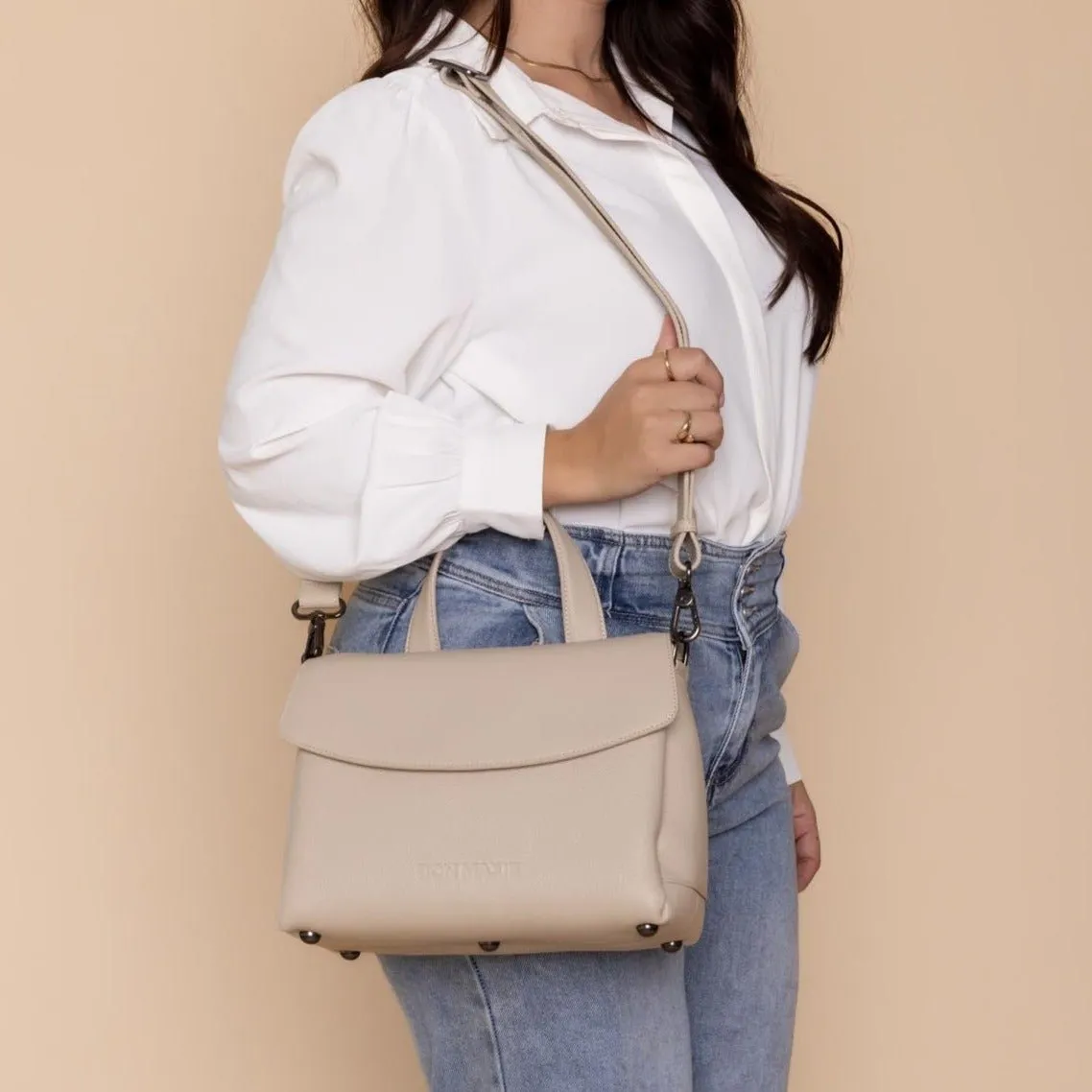 Tryhard Leather Crossbody Bag -- Stone