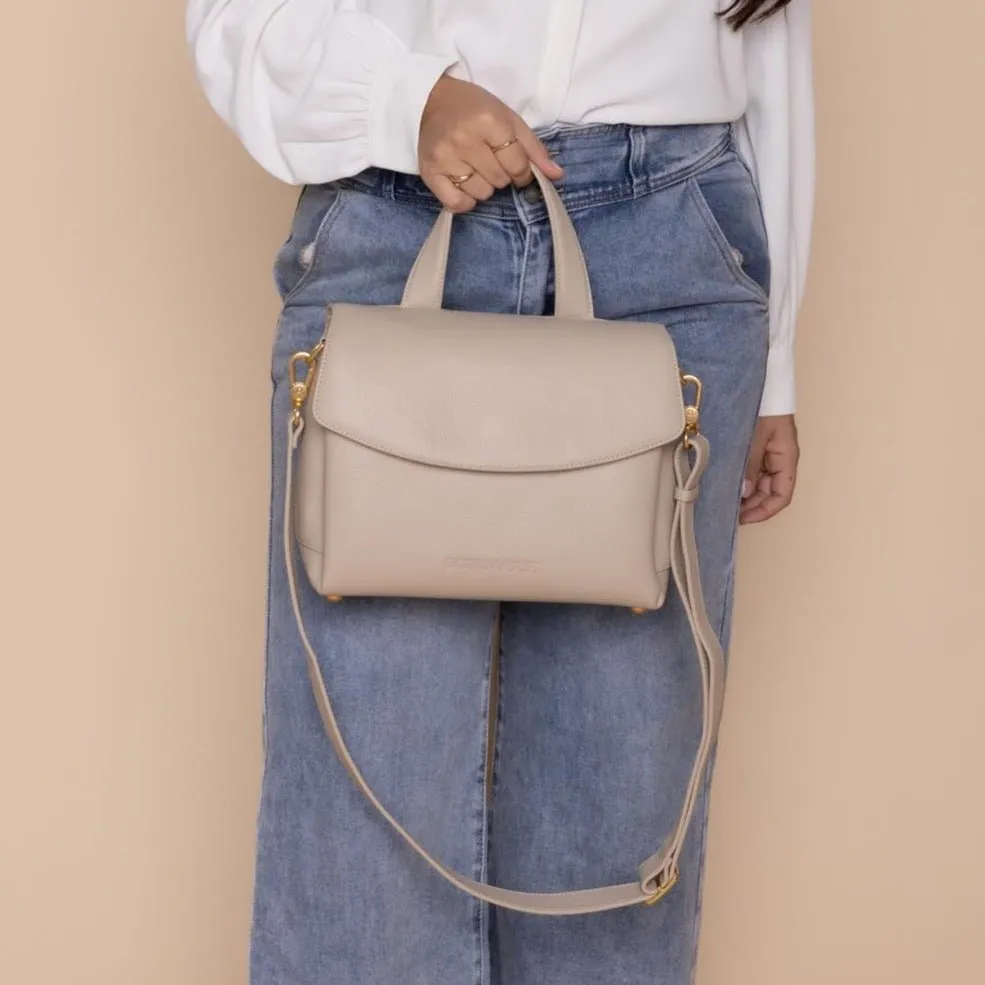 Tryhard Leather Crossbody Bag -- Stone