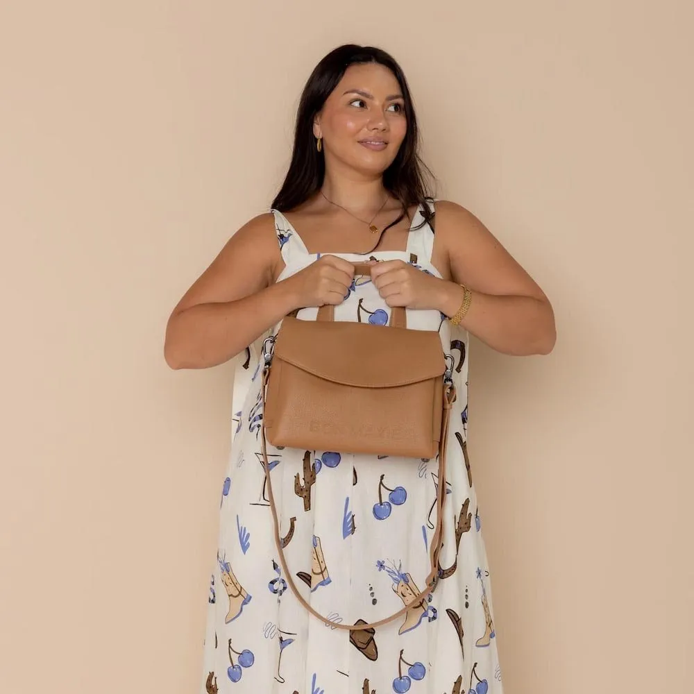 Tryhard Leather Crossbody Bag -- Tan